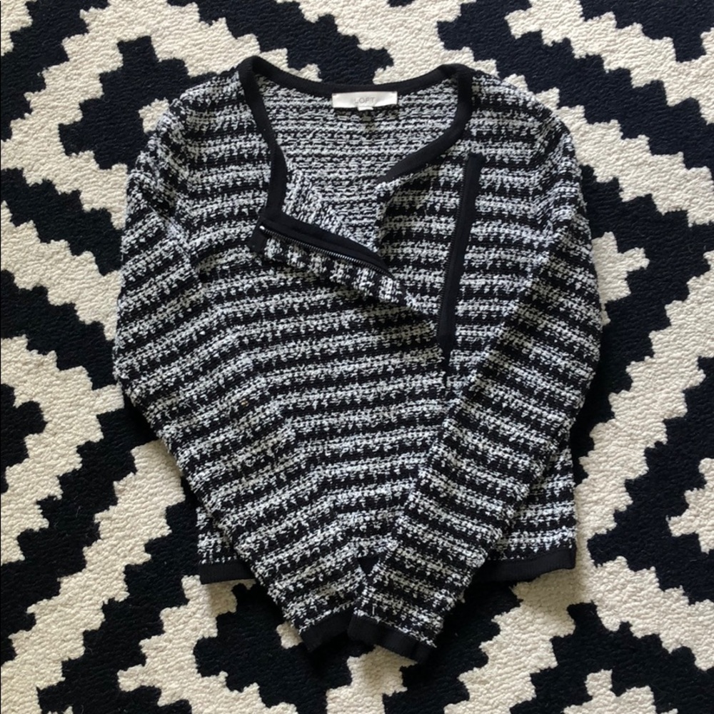 Classic black and white tweed cardigan